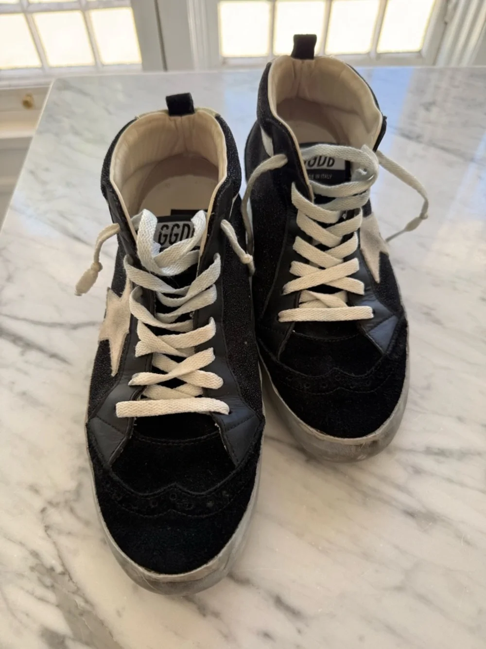 Golden Goose Black and White Midstar High-Top Sneakers - Picture 3 of 4